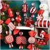 Decoratieve objecten beeldjes Decoratieve voorwerpen beeldjes Extra groot rood wit snoepgoed Kerstboomversiering voor thuis Celebrat Dhyjn