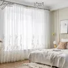 Gardin lyxig broderad ren för sovrum vit tyllfönster vardagsrum 3d garn transparent voile drapi 230414