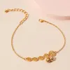 Anklets Vintage Ethnic For Women Traditional Chinese Fashion Copper Coin Shape Foot Chain Golden Luxury Ankle Bracelet Jewelry