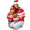 Tenues assorties à la famille Pull de Noël vêtements assortis pour mère et fille rouge famille hiver Oneck cordon imprimé pull tricoté 231115