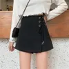 Damen Shorts Sommer Elastisch Mädchen Gothic Röcke Harajuku Punk Mini Damen Asymmetrisch Schwarz Hohe Taille