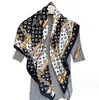 Lyxvarumärke Classic Letter Design Satin Square Scarf Outdoor Shawl Silk Turban Beach Wrap Fashion Women Scarves 90*90cm