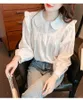 Blouses pour femmes automne poupée cou en mousseline de soie chemise femmes printemps et vêtements 2023 blanc à manches longues haut bas petit chemisier femme hauts