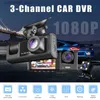 Car DVRs 3 Channel Car DVR HD 1080P Dash Cam For Car 2 Inch Screen Dashcam Black Box Driver Video Recorder Car DVR Rear View Camera Q231115