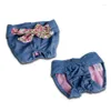 Dog Apparel Large Shorts Sweety Fashion Jean Blue Physiological Pants S-L Pets Sanitary Panties With Bownots For Dogs