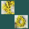 Decorative Flowers Spring Small Yellow Flower Wreath Personalized Wall Hanging Garland Festival Decorations