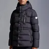 Vinter utomhus mode huva mens down jacka bröstficka puffer jacka arm lim metall badge down jacka lumbal åtdragning design varm kappa storlek 1--5