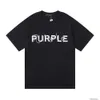 Designer Mode Vêtements Tshirt Luxe Hommes Casual Tees Violet Marque Simple Couleur Unie Lourd Imprimé Poids Élevé Double Fil Pur Coton À Manches Courtes Tshirt Hommes W