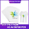 Kits de recarga de tinta A3 A4 A4 50/100 PCS Filme de transferência de animais de estimação para papel de calor direto para impressora L1800 DX5 L805 PRINCTHEAD DTF