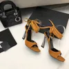 2023 designer luxury Sexy Peep-toe heel sandals womens genuine leather party multi-color one-line cross strap sandal ladys fashion Back hollowed out stiletto shoes