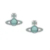Schmuck Kaiserinwitwe Xi's New Lake Blue Transit Perlen Ohrringe Weiblich Vivian Light Luxus Diamant Intarsien Planet
