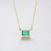 Retro Necklace S925 Silver Square Emerald Pendant Necklace European och American Fashion Women High End Collar Chain Wedding Party Jewelry's