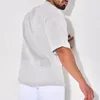 Camisas casuais masculinas 2023 verão masculina solta camisa de linho de algodão manga curta blusa folgada cardigã para roupas masculinas blusas clássicas