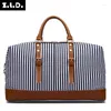 Duffel Bags Z.L.D.Brand Canvas Striped Women Travel Bag Bagage Handväskor