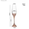 Wine Glasses 230ml Wedding Champagne Flute Glass Cup Gift Party Bride Groom Toasting Rhinestone Crystal Decor Wine Glass Goblet Engagement Q231115