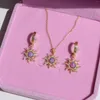 Pendant Necklaces Vintage Opal Zircon Star Geometric Necklace Choker For Women Wedding Party Charm Jewelry Set Accessories