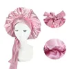 Bonnet de nuit en Satin solide pour femmes, Bonnet de douche, imperméable, solide, Bonnet de cheveux réglable, nouvelle collection