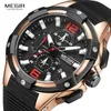 Montres-bracelets Top MEGIR Mode Hommes Montres Casual Sports Quartz Étanche Mesh Acier Chronographe