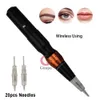 Tattoo Machine Digital Permanent Micropigmentation Makeup Machine Wireless Eyebrow Tattoo Pen with 20pcs Cartridge Needles for Brows eyeliner 231115