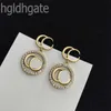 Rhinestone Letters Luxury Earrings Round Designer Earrings Double G Shinning Tiktok Chic Trend Diamond Golden Color Ohrringe Lady Earrings Street ZB032 F23