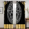 Gardin 2st Luxury Golden Abstract Barock Print Polyester Curtain för sovrum kontor kök vardagsrum fönster behandling hem dekor 231115