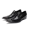 Kleid Schuhe Herren Echtes Leder Schlangenhaut Dekor Spitze Zehen Oxford Für Männer Luxus Slip On Hochzeit Brogues Zapatos
