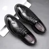 Dress Shoes Vintage Brown Business Office Men's High Quality Genuine Leather Women's Lace Up Casual Baroque Black