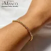 Chaîne eManco torsadé corde chaîne Bracelet pour femme Hip Hop Punk 4MM couleur or acier inoxydable couleur or collier mode bijouxL231115