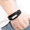 Keten XQNI lti-laag Gevlochten Lederen Wr Armband Mannen Cool Trend Roestvrij Staal Casual Gesp Armband Sieraden Accessoires GiftL231115