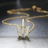 قلادة قلادة قلادة لامعة الفراشة للنساء in ins النحاس zircon zircon المثلجة تصميم أزياء المجوهرات إكسسوارات قطرة OHP124