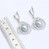 Wedding Jewelry Sets 3 Colors Pearl 925 Silver Wedding Jewelry Set for Women White Gray Pink Earrings Necklace Pendant Ring Gift Box 231115