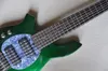Guitare basse électrique 6 cordes vert métallisé gaucher avec logo d'offre de matériel chromé / personnalisation de la couleur