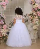 Robes de fille Puffy Ivoire Flower Dress Jolie princesse Première Communion Cap Sleeve Wedding Party