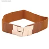 Belts New Women Elastic Waist Closure Wide Belt Gold Square Buckle Dress Decorative Belt Female Self - Cultivation Elastic Band Girdle Q231115