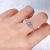 Cluster Rings 14K Au585 Yellow Gold Women Ring Moissanite Diamonds 1 2 3 4 5 Round Wedding Party Engagement Anniversary Trendy