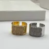 Mode damringar Designer mansring Unisex stil öppen ring med diamant 2 färger