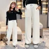 Trousers Kids Girls White Long Pants 2023 Children Casual Wide Leg Teenage Black Velvet Spring Autumn Clothes