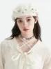 Berets Butterfly Rose Water Diamond Hair White Girl Beret Warm