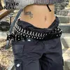 Ремни PixieKiki Киберпанк Металлическая пряжка Ремень с шипами Goth Y2k Стиль Techwear Аксессуары для одежды Черный декоративный ремень P67-BD14 Q231115