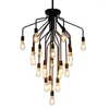 Pendant Lamps Nordic Retro Industrial Lights Wrought Iron Spider Staircase Light Living Room Ceiling Black Restaurant