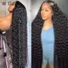 Syntetiskt S 30 tums Glueless Loose Deep Wave 13x6 Spets Frontal Human Hair Brazilian Water Curly 13x4 360 Front 231114