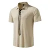 T-shirt casual in jersey da baseball con coulisse in tinta unita a maniche corte in cotone da uomo moda estiva