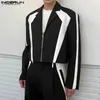 Men's Jackets Tops 2023 Korean Style Men's Black White Contra Color Patchwork Blazer Casual Party Show Hot Sale Suit Coats S-5XLL231115