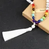 Pendant Necklaces 7 Chakra 108 Japamala Mala Beaded Necklace 8mm Natural White Howlite Stone Knotted Tassel For Women Men Yoga Jewelry