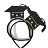 헤어 액세서리 M2EA 축하 졸업 모자 장식 모양 후프 라이브 방송 홀더 크리스마스 스팽글 학생을위한 헤드웨어