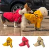 Fechamento do zíper do vestuário de cães com anel de tração anel de chuva à prova de chuva capa de chuva de capota de chuva para viagens ao ar livre