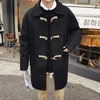 Men's Trench Coats Loose Men's Cowl Button Wool Coat Medium And Long Windbreaker 2023 Autumn Winter Korean Style Clothes