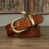 Belts 2.8CM Real Genuine Leather Belt Female Natural Cowskin Fashion Quality Solid Copper Buckle Pattern Designer Women Belt For Jeans Q231115