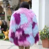 Women's Fur Faux JANEFUR Winter Clothe 2023 Real Mongolian Sheep Coat Mixed Colors Fashion Luxury Custom tibetan lamb fur Jacket 231114