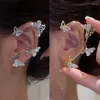 Sırtlar Küpe Kore Metal Yaprak Kelebek Klipsi Kadın Kızlar Deliren Kulak Klipsleri Yok Küpe Zirkon Kulak kemiği Moda Takı